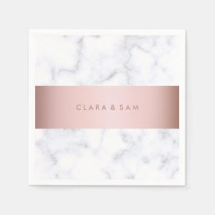 Rose mit goldenen Imitaten aus weißem Marmor Serviette