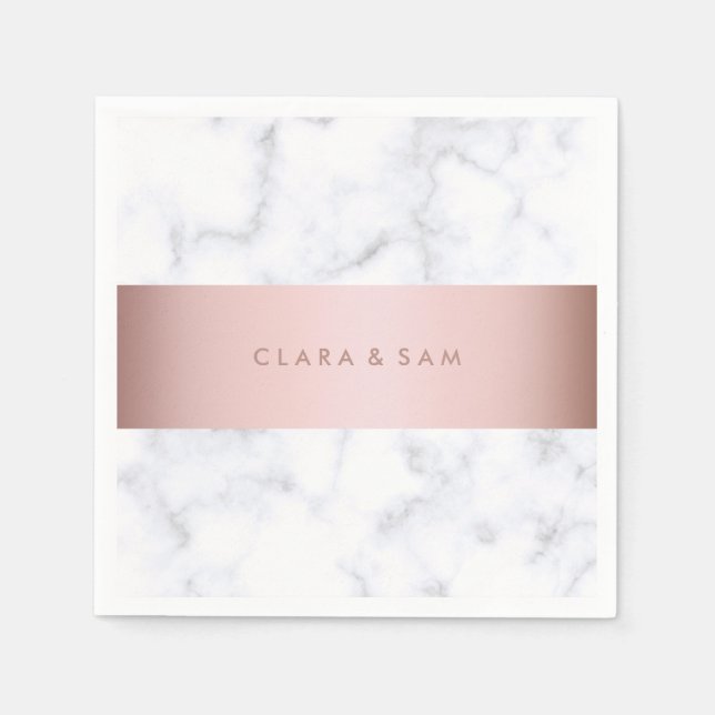 Rose mit goldenen Imitaten aus weißem Marmor Serviette (Vorderseite)