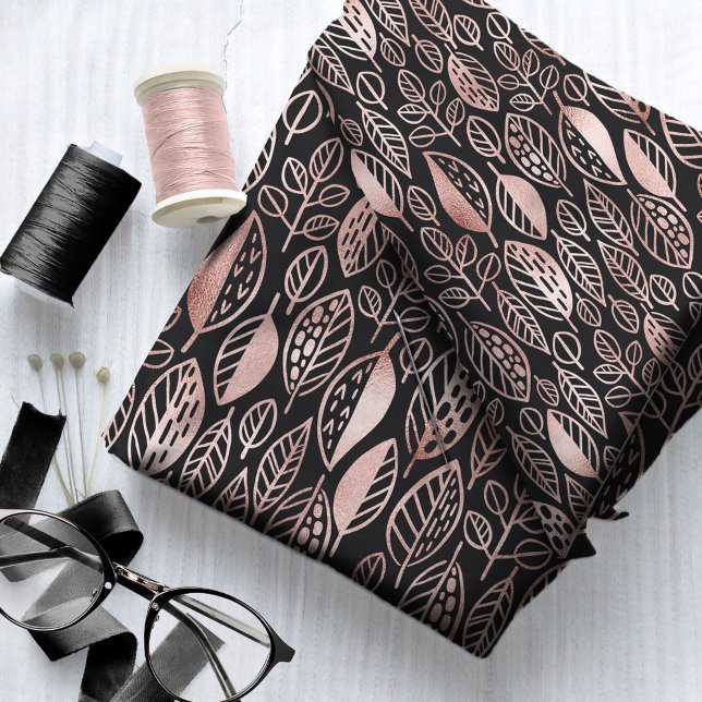 Rose mit handgezogenem Leaf Muster Gold Foil ID495 Stoff (Von Creator hochgeladen)