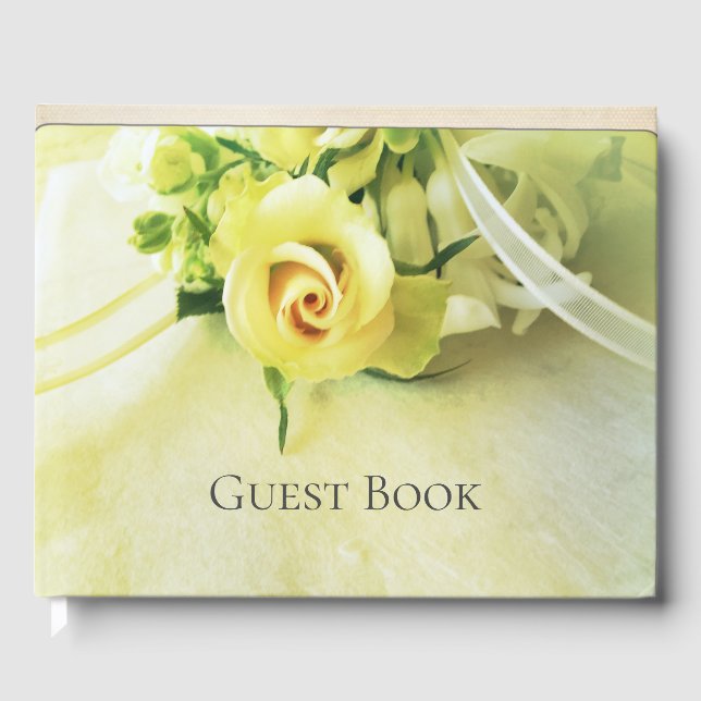 Rose mit Hochzeitsband Gästebuch (Vorderseite)