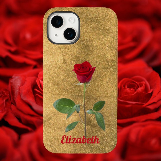 Rose mit langatmigem Stem auf Bronze-Look Hintergr Case-Mate iPhone Hülle (Von Creator hochgeladen)