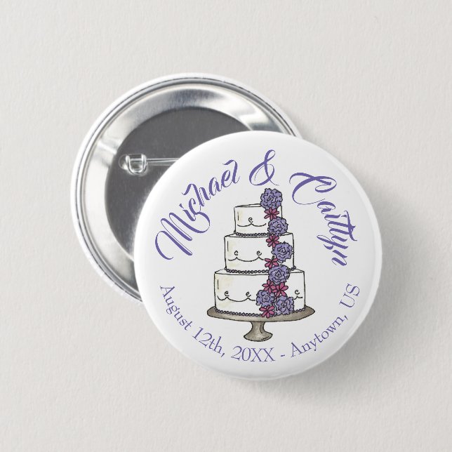 Rose mit lila Zuckerguss, gestufte Blumenkuchen Button (Vorne & Hinten)