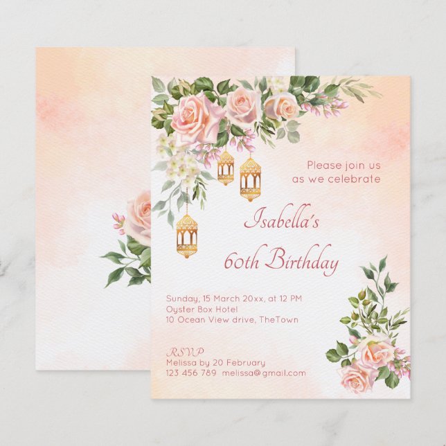 Rose mit Pastelcreme und marokkanische Laternen la (Vorne/Hinten)