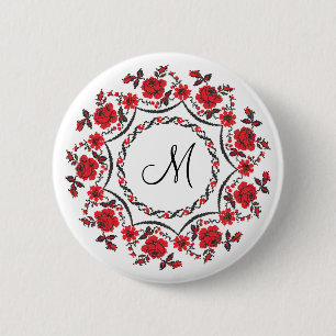 Rose mit Personalisierter Monogramm Button