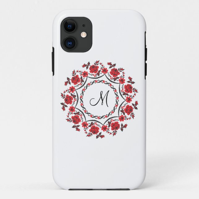 Rose mit Personalisierter Monogramm Case-Mate iPhone Hülle (Rückseite)