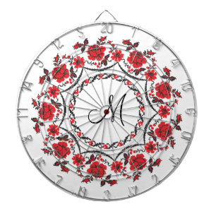 Rose mit Personalisierter Monogramm Dartscheibe