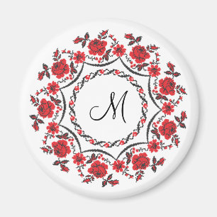 Rose mit Personalisierter Monogramm Magnet