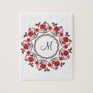 Rose mit Personalisierter Monogramm Puzzle