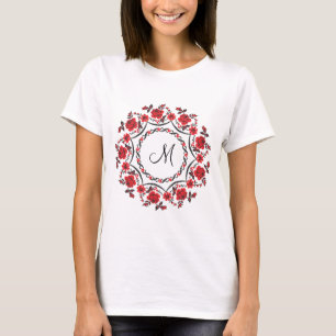Rose mit Personalisierter Monogramm T-Shirt