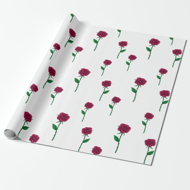 Rose mit romantischem Valentinstag-Design Geschenkpapier (Ungerollt)
