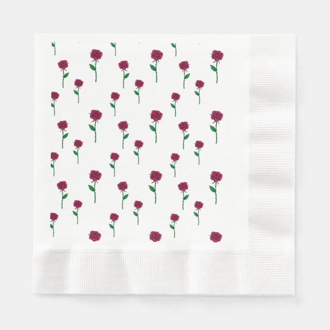 Rose mit romantischem Valentinstag-Design Serviette (Vorderseite)