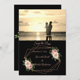 Rose mit Rose Gold Geometric Foto Save the Date