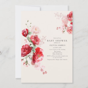 Rose mit rotem und rosa Papier Kinderdusche Einladung