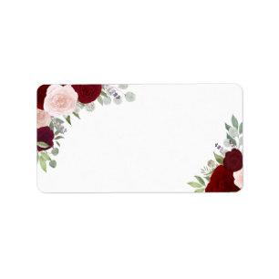 Rose mit roter und rosa Wasserfarbe Leere Hochzeit Adressaufkleber