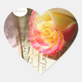 Rose mit Spitzen und Musik Vielen Dank Herz-Aufkleber