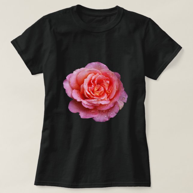 Rose mit tautropfen T-Shirt (Design vorne)