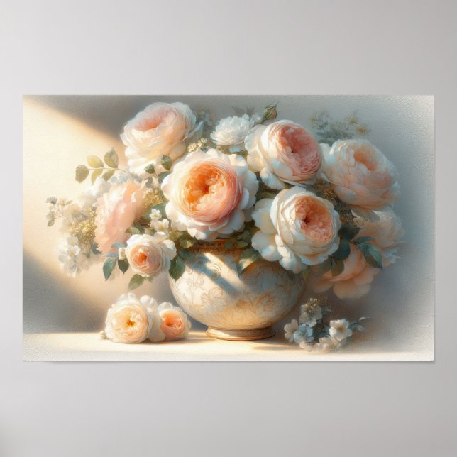 Rose mit Vase Poster (Vorne)