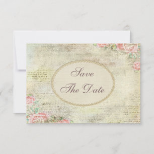 Rose mit Vintagem Shabby Chic, die das Datum speic Save The Date