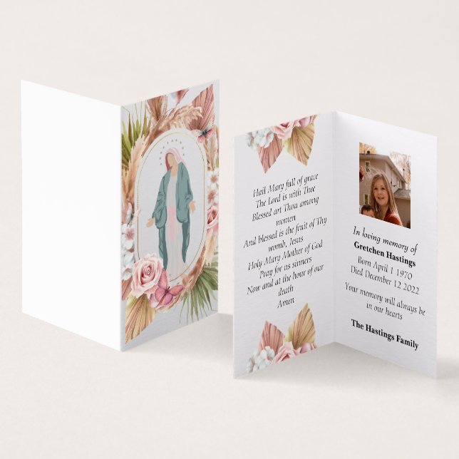 Rose Moderne katholische Beerdigungskarte (Innenseite und Außenseite)
