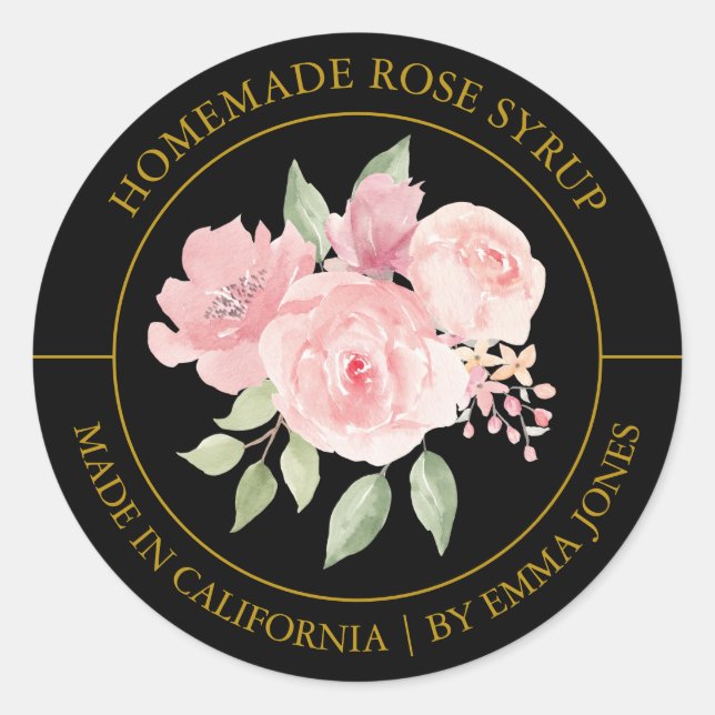 Rose Modernes Label Runder Aufkleber (Vorderseite)