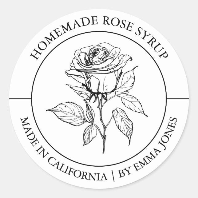 Rose Modernes Label Runder Aufkleber (Vorderseite)