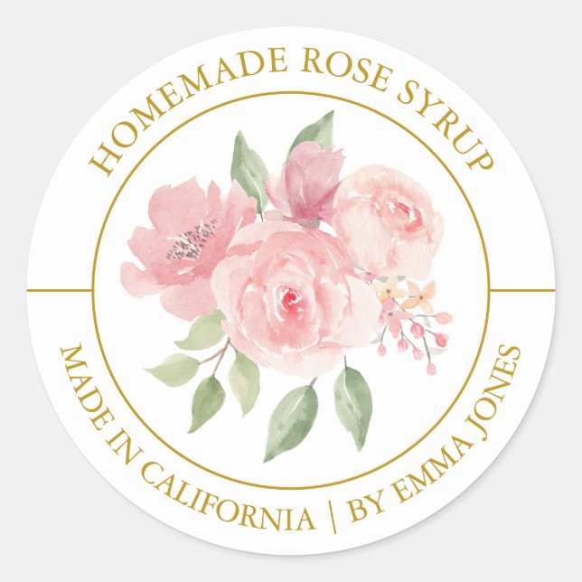 Rose Modernes Label Runder Aufkleber (Vorderseite)