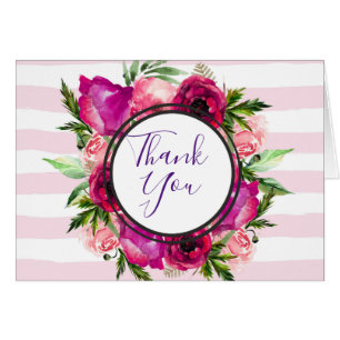 Rose & Mohnblütenbouquet mit rosa Streifen Danke