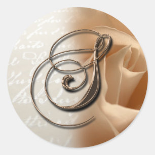 Rose Monogram Letter S Wedding Umschlag Aufkleber