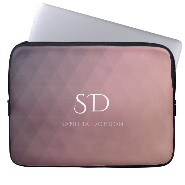 Rose Monogram und Name Simple Laptop Sleeve (Vorderseite)
