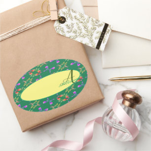 Rose-Monogramm-Aufkleber Ovaler Aufkleber