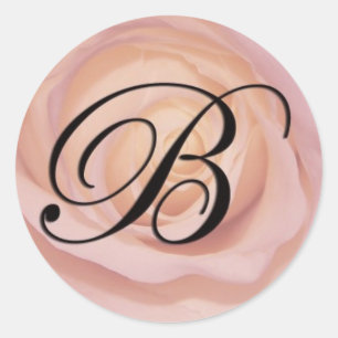 Rose Monogramm B Runder Aufkleber