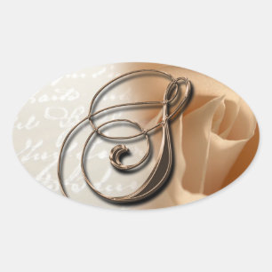 Rose Monogramm S Oval Gastgeschenk Hochzeit Siegel Ovaler Aufkleber