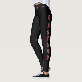 Rose Motif Black Leggings