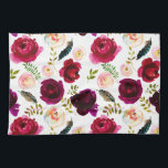 Rose Muster Floral Blume Boho Burgund Geschirrtuch<br><div class="desc">Rose Muster Floral Blume Boho Burgund</div>