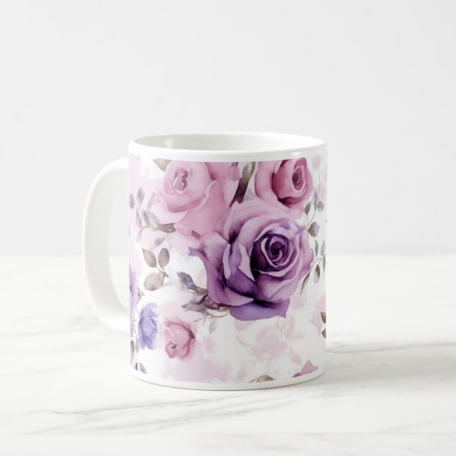 Rose Muster Kaffeemaschine Tasse (Vorderseite Links)