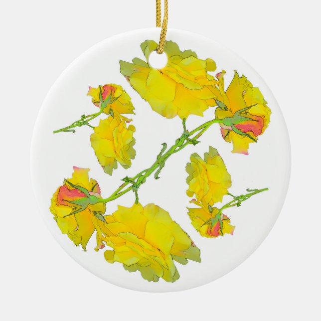 Rose Muster. Keramik Ornament (Vorne)