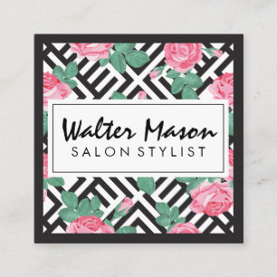 Rose Muster Quadratische Visitenkarte