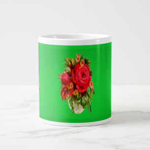 Rose Muster rot und tiefgrüne Farben Jumbo-Tasse