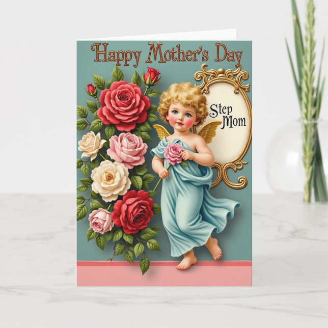 Rose Muttertag Engelkarte Karte (Vorderseite)