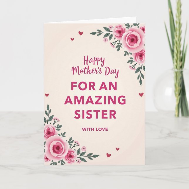 Rose Muttertag Schwester Karte (Vorderseite)