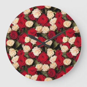 Rose, nahtlos, elegante Kacheln Große Wanduhr