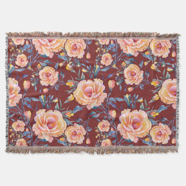 Rose, nahtlos, rotes Hintergrundmuster Decke (Vorderseite)