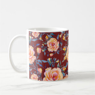 Rose, nahtlos, rotes Hintergrundmuster Kaffeetasse