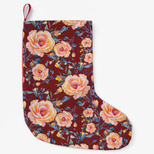 Rose, nahtlos, rotes Hintergrundmuster Kleiner Weihnachtsstrumpf