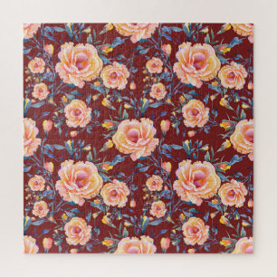 Rose, nahtlos, rotes Hintergrundmuster Puzzle