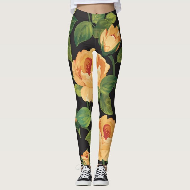 Rose, nahtlose Blumenmuster. Leggings (Vorderseite)