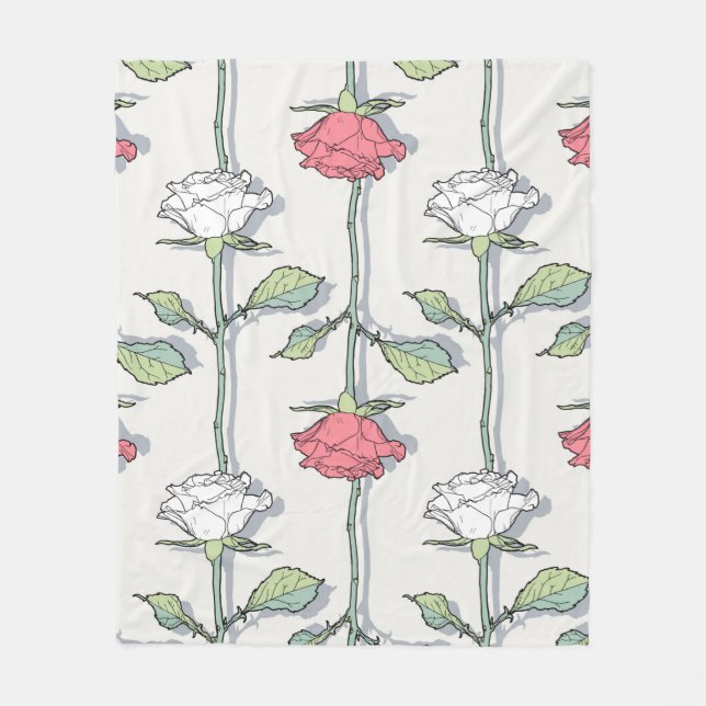 Rose nahtloses Muster Fleecedecke (Vorderseite)