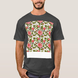 Rose Nahtloses Muster Hübsche Blume Blüten T-Shirt