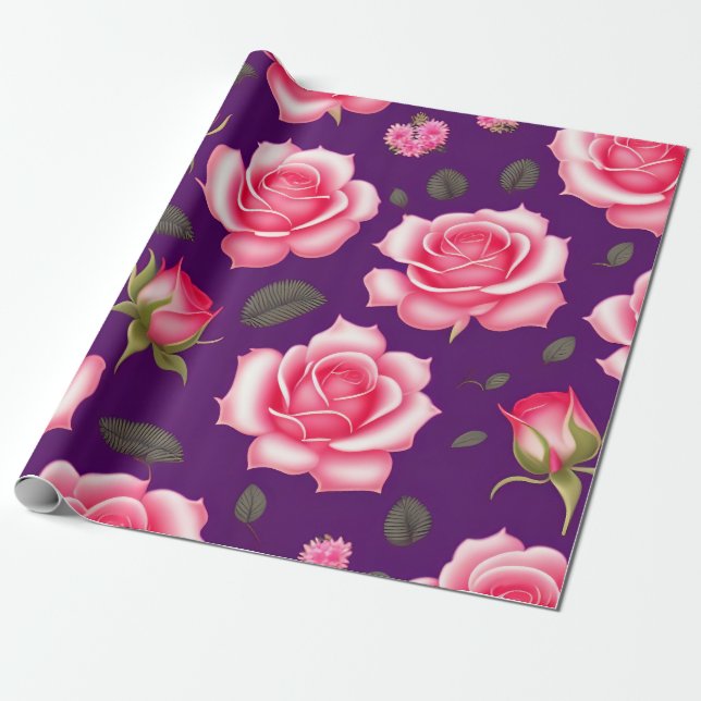 Rose Nahtloses Muster Valentinstag Geschenkpapier (Ungerollt)