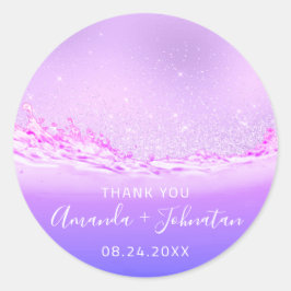 Rose Name Datum Lila Waves rosa Runder Aufkleber